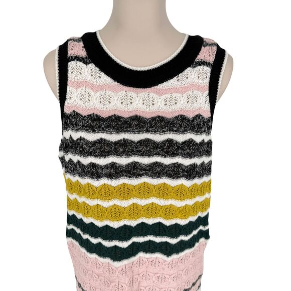 Anthro Akemi Kin Crochet Knit Dress XL April Sleeveless Striped Retro Fitted NWT - Picture 4 of 11